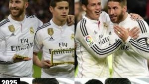 时间去哪了10年前28岁拉莫斯23岁J罗在皇马并肩 今在墨超相遇